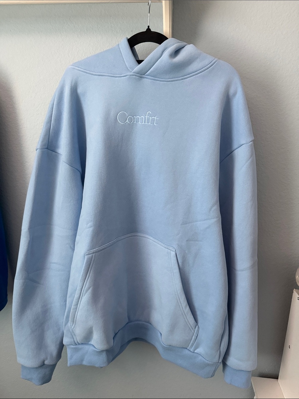 🩵 Comfrt Embroidered Light Blue/Astro Signature Hoodie - Women’s M/L